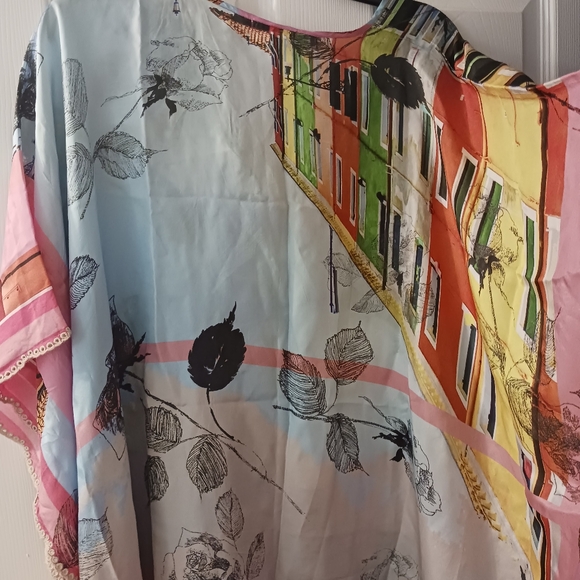 Multi Color Silk Beach Kimono - Picture 5 of 16